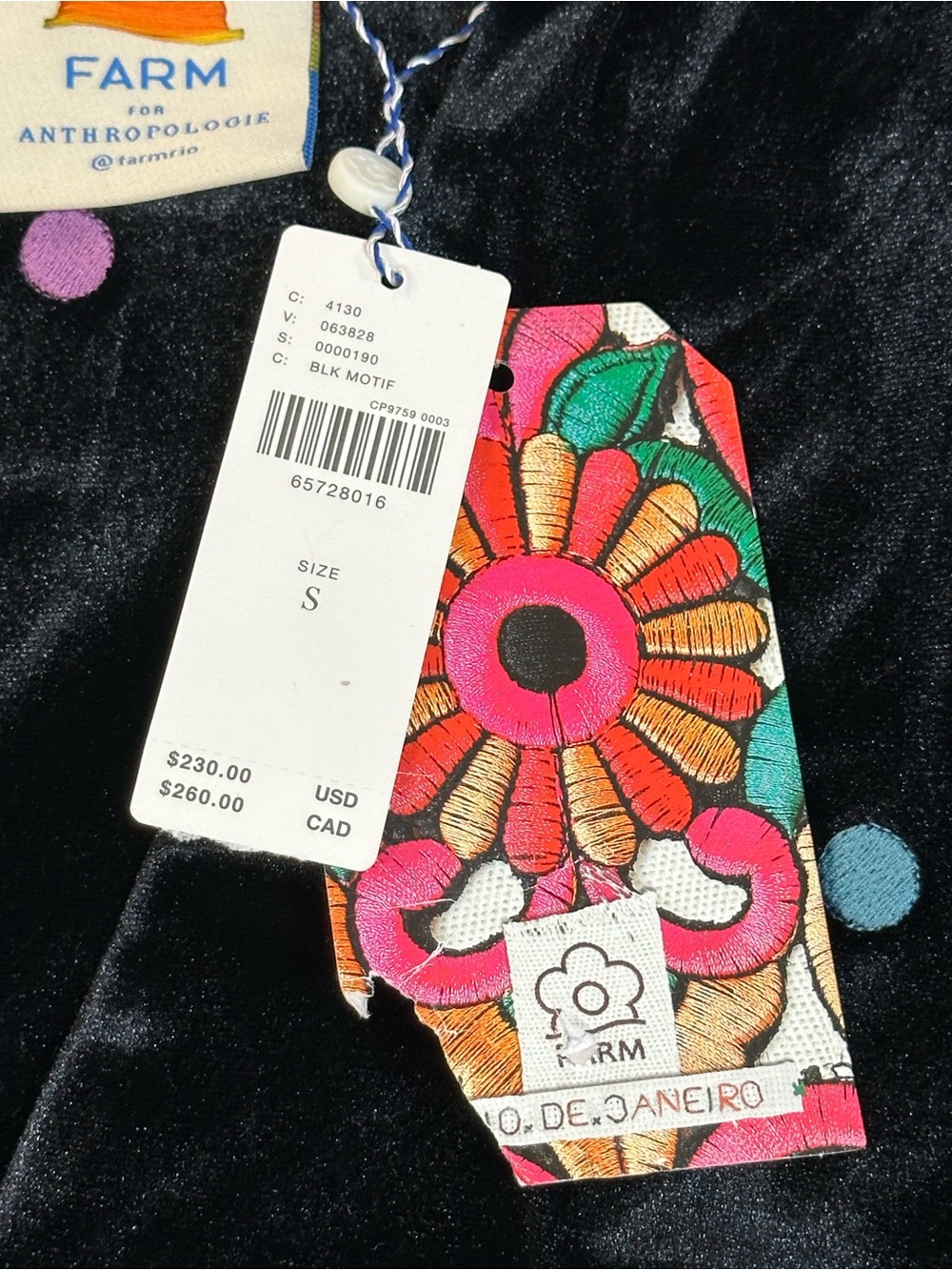 NWT Farm Rio Anthropologie Farm Rio Embroidered Velvet Mini Dress - Womens Small - Picture 5 of 16